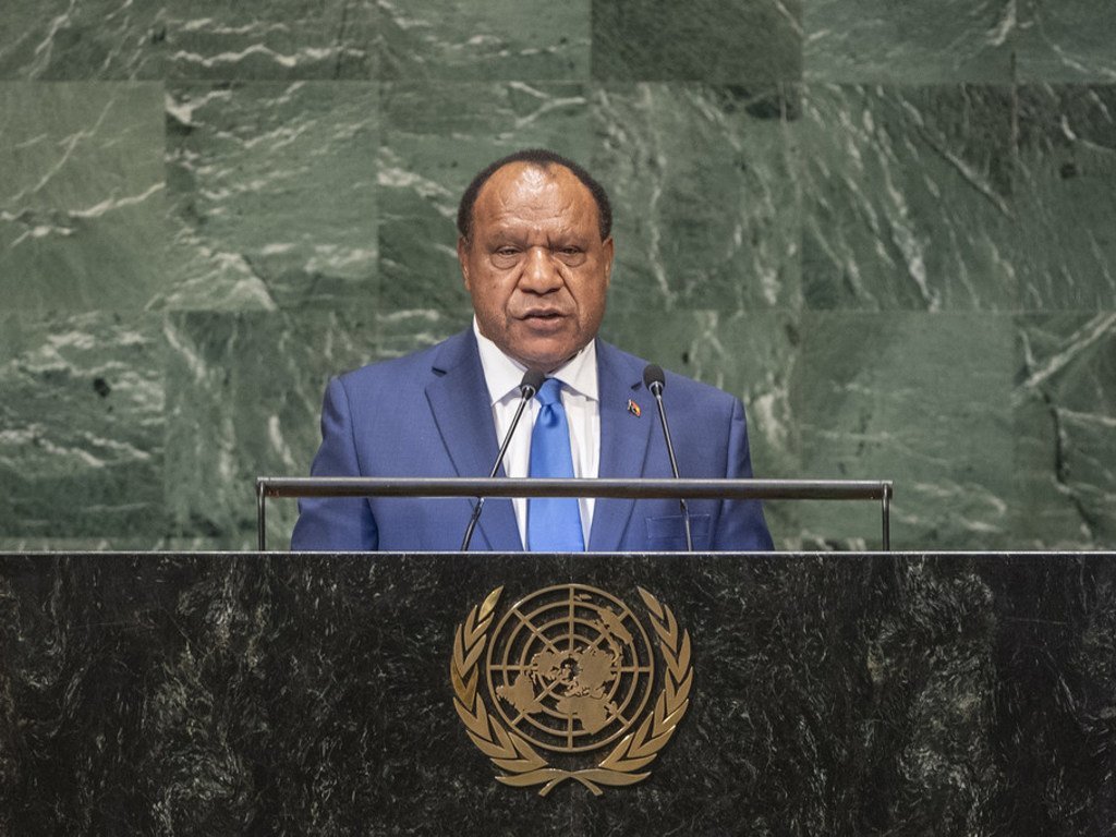 Rimbink Pato, Minister of Foreign Affairs and Trade of the Independent State of Papua New Guinea addresses the seventy-third session of the United Nations General Assembly.