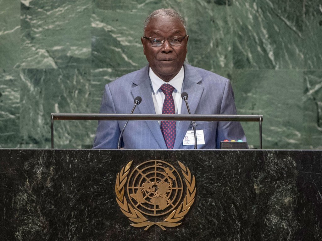 Le Ministre nigérien des affaires étrangères, Kalla Ankourao, devant l'Assemblée générale des Nations Unies.