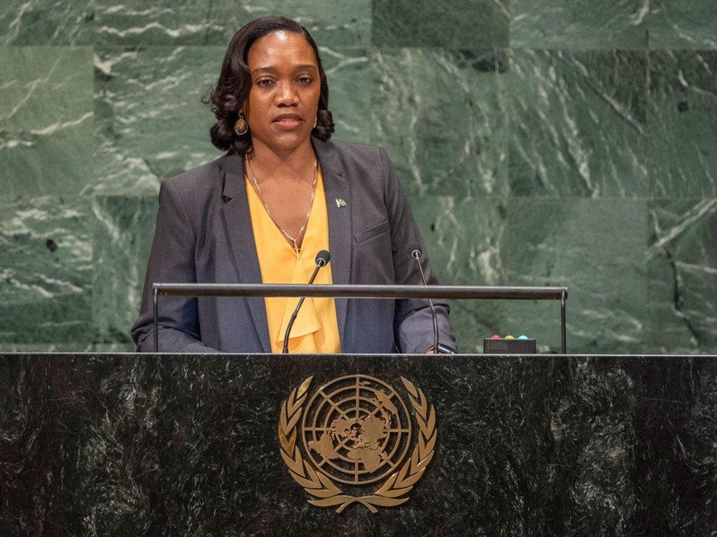 Foreign Minister Francine Baron of the Commonwealth of Dominica addresses the seventy-third session of the United Nations General Assembly.
