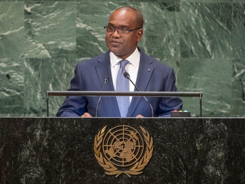 Le Ministre des affaires étrangères du Burkina Faso, Alpha Barry, devant l'Assemblée générale des Nations Unies.