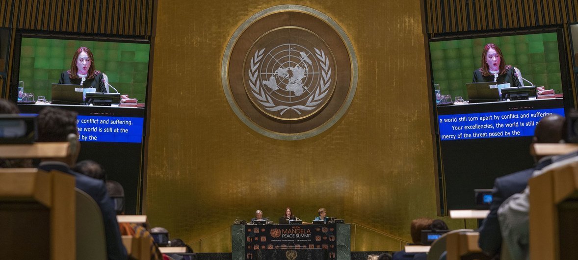 قمة نيلسون مانديلا للسلام في قاعة الجمعية العامة للأمم المتحدة.