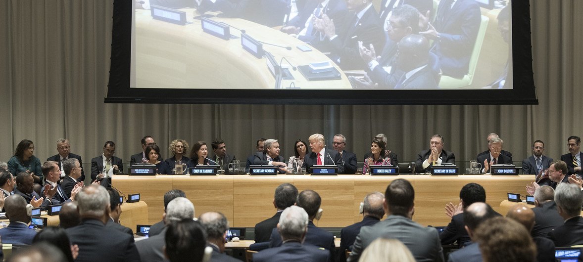 美国今天在联合国纽约总部召开了一次有关禁毒的高级别活动，由美国总统特朗普亲自主持。联合国秘书长古特雷斯出席了活动。