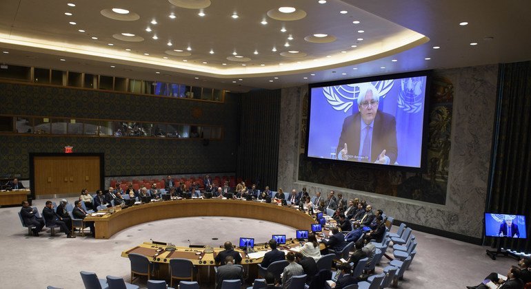 El enviado especial para Yemen, Martin Griffiths, informa al Consejo de Seguridad desde Amman, Jordania