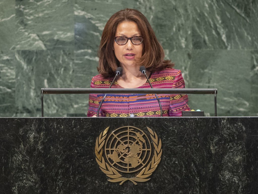 Maria Helena Lopes de Jesus Pires, Chair of Delegation and Permanent Representative of the Democratic Republic of Timor-Leste to the UN, addresses the seventy-third session of the United Nations General Assembly.