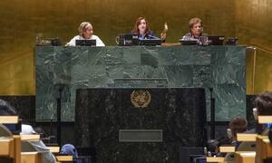 María Fernanda Espinosa Garcés, President of the seventy-third session of the General Assembly, gavels to a close the General Assembly’s annual general debate.