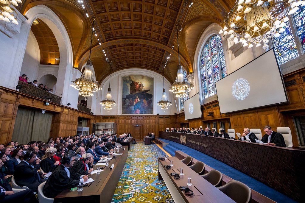 La salle d'audience de la Cour internationale de Justice (CIJ) au Palais de la Paix, à La Haye, aux Pays-Bas (photo d'archives).