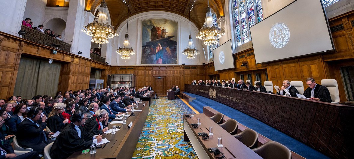 La salle d'audience de la Cour internationale de Justice (CIJ) au Palais de la Paix, à La Haye, aux Pays-Bas (photo d'archives).