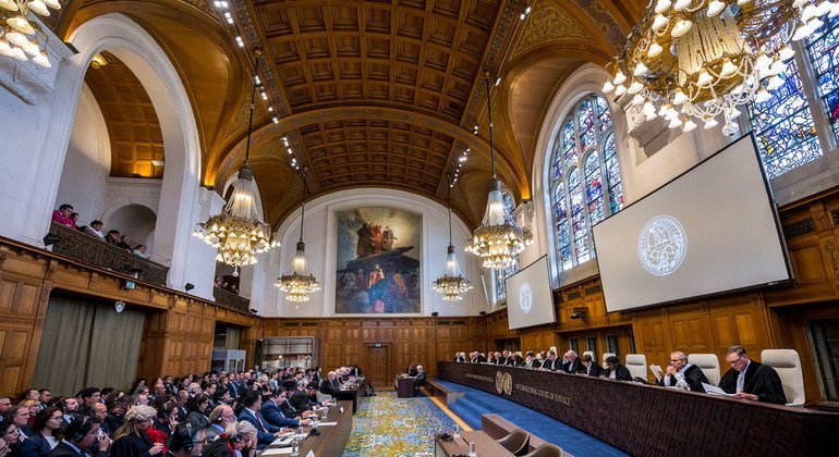 A view of the courtroom as the International Court of Justice (ICJ) delivers its Judgment in a case at the Peace Palace in The Hague. (October 2018)