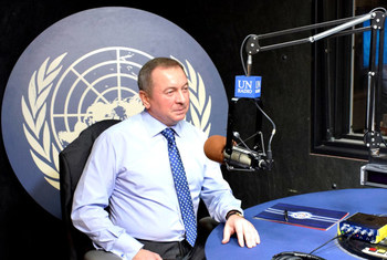 Владимир Макей в студии Службы новостей ООН