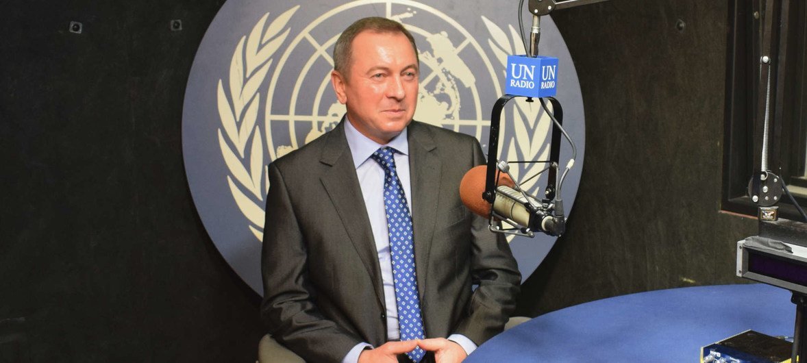 Владимир Макей в студии Службы новостей ООН