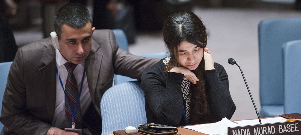 Nadia Murad, la joven yazidí secuestrada y violada por el Estado Islámico, contó su historia al Consejo de Seguridad de la ONU en diciembre de 2015.