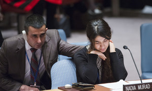 纳迪亚•穆拉德在2015年12月16日的安理会会议上讲述自己的经历。