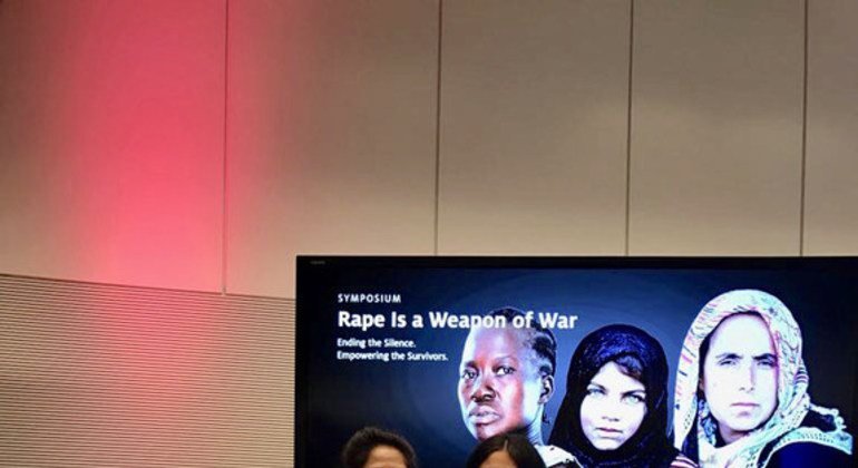 Pramila Patten (l), UN Special Representative on sexual violence in conflict, with UNODC Goodwill Ambassador and 2018 Nobel Peace Prize winner Nadia Murad at the “Rape as a weapon of war” symposium in Berlin, Germany.  29 June 2017.