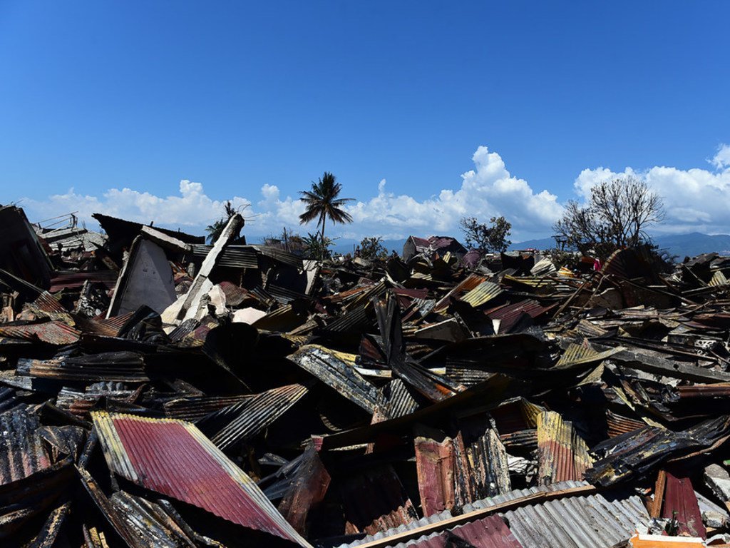 2018年9月28日，印度尼西亚中苏拉威西省帕鲁西部，受到地震和海啸破坏的巴拉罗亚国家公园（Balaroa National Park）。