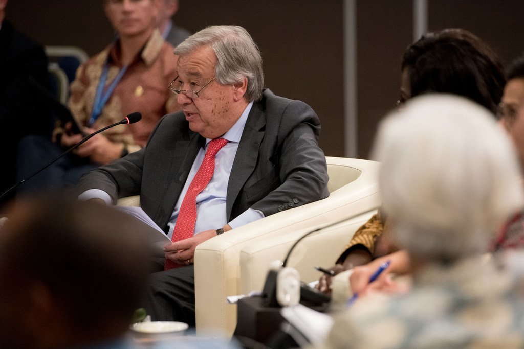 Secretary-General António Guterres speaks at the IMF Development Committee meeting in Bali, Indonesia. 