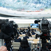 La Alta Comisionada de la ONU para los Derechos Humanos, Michelle Bachelet, encuadrada en una camara de televisión hablando en el Consejo de Derechos Humanos. Foto de archivo.
