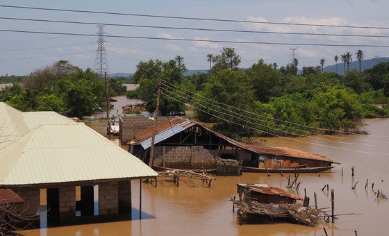 Flooded houses in Niger State, following torrential rains which have hit the region since mid-July 2018.