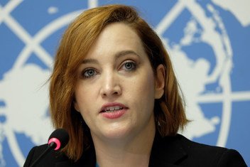 UNHCR spokesperson Catherine Stubberfield at a press conference at United Nations Office at Geneva on 12 October 2018.