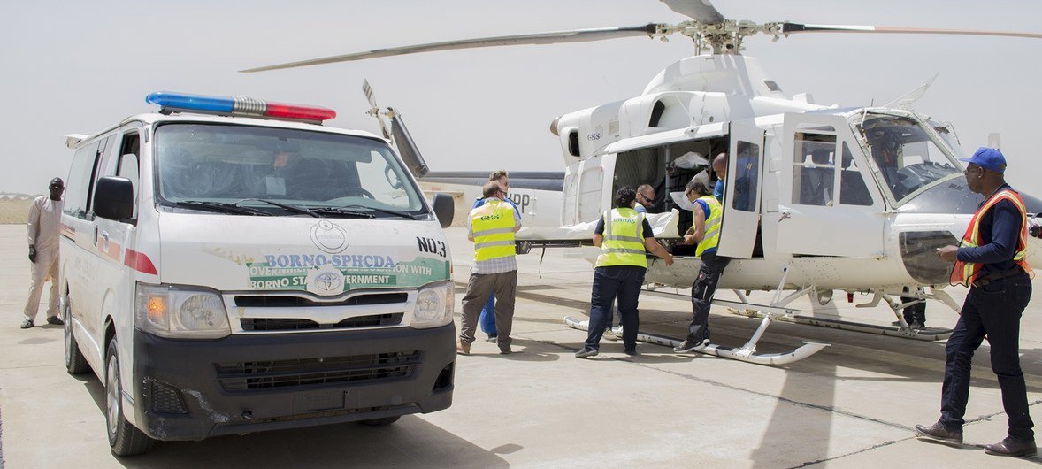 Arrival of the bodies of the three aid workers killed in the 1 March attack in Rann, north-east Nigeria. Maiduguri airport, Borno State. 2 March 2018.