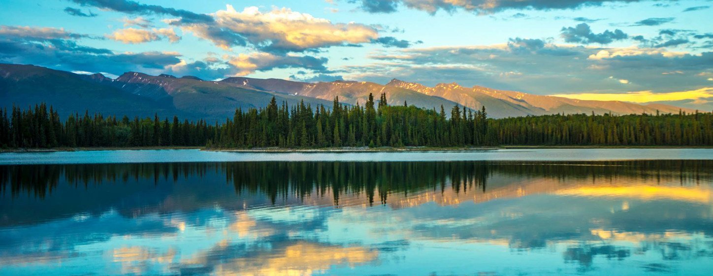 El parque provincial del lago Boya en British Columbia, Canadá, a media noche. 
