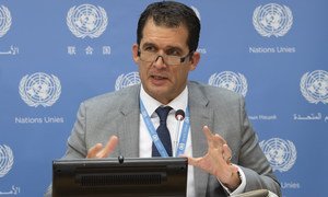 Professor Nils Melzer, UN Special Rapporteur on torture, at a press conference at UN Headquarters in New York.