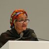 UN Deputy Secretary-General Amina J. Mohammed addressing the UN World Data Forum on 22 October 2018.  Dubai, United Arab Emirates.
