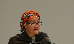 UN Deputy Secretary-General Amina J. Mohammed addressing the UN World Data Forum on 22 October 2018.  Dubai, United Arab Emirates.