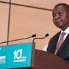Le Président de la République centrafricaine, Faustin Archange Touadéra, au Forum mondial de l’investissement 2018 à Genève, en Suisse.