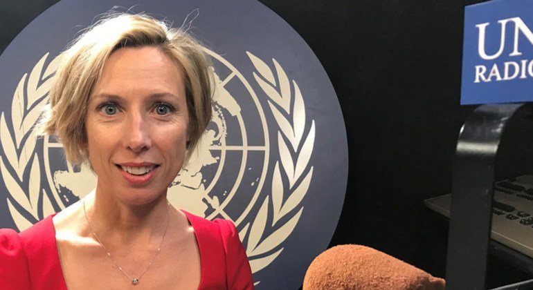Renata Dwan, Director of the United Nations Institute for Disarmament Research (UNIDIR), at UN News studios in UN Headquarters in New York.  24 October 2018.