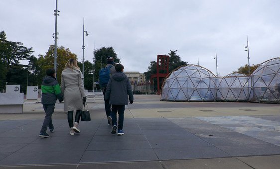 The Pollution Pods in the Palais des Nations in Geneva, an exhibition created by UK artist Michael Pinsky, open to the public until Friday 2 November 2018, to coincide with First World Health Organization Global Conference On Air Pollution And Health.  Each pod contains a safe chemical cocktail that simulates air pollution levels in cities around the world.