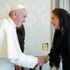 Rais wa baraza kuu la Umoja wa Mataifa Bi María Fernanda Espinosa, asubuhi hii amekutana na kiongozi mkuu wa kanisa katoliki duniani Papa Francis mjini Vatican.
