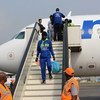Des migrants nigérians bloqués en Libye arrivent à Lagos dans le cadre du programme de retour volontaire et de réintégration de l’OIM. (archives)