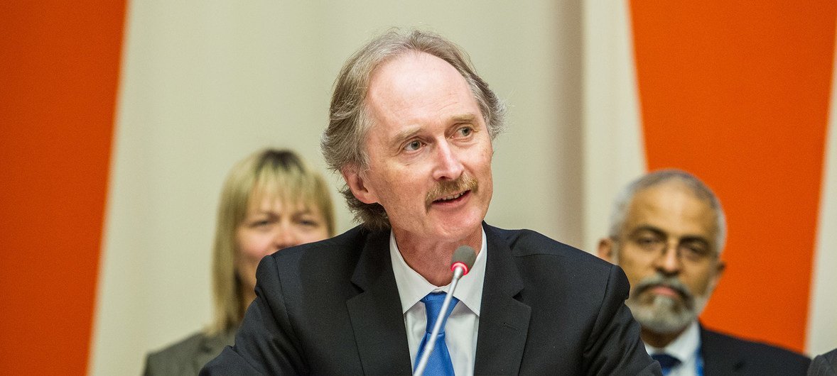 Geir O. Pedersen lors d'une conférence sur le financement du développement en octobre 2014.