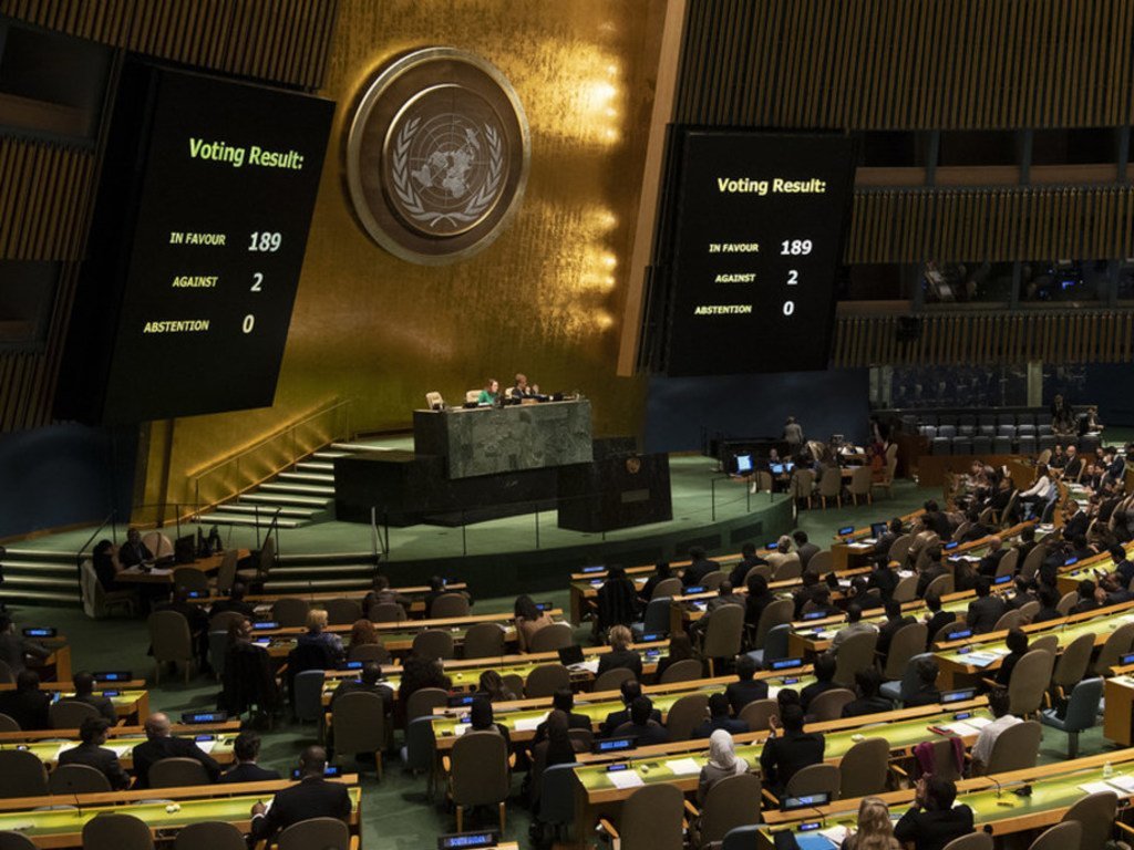 Results of the General Assembly vote on the draft resolution entitled “Necessity of ending the economic, commercial and financial embargo imposed by the United States of America against Cuba.”