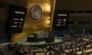 Les résultats du vote à la réunion de l'Assemblée générale sur la nécessité de lever le blocus économique, commercial et financier imposé à Cuba par les États-Unis.