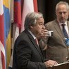Le Secrétaire général de l'ONU, Antonio Guterres, s'exprime devant les journalistes sur la situation au Yémen. 2 novembre 2018.