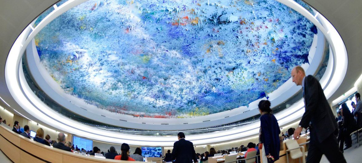 File photo showing a general view of the Geneva-based UN Human Rights Council in session.