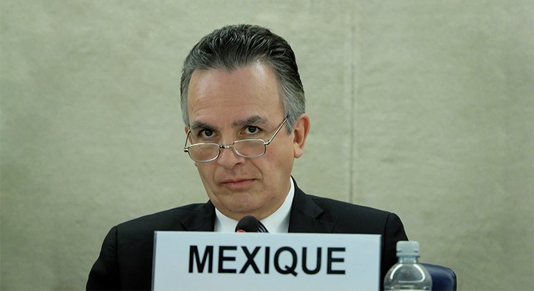 Miguel Ruiz Cabañas, subsecretario de Relaciones Exteriores de México, durante el Examen Periódico Universal del Consejo de Derechos Humanos