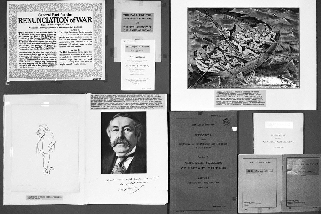 Documentos sobre la creación de la Sociedad de las Naciones.