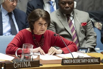 Rosemary DiCarlo, Secrétaire générale adjointe des Nations Unies aux affaires politiques, devant le Conseil de sécurité.