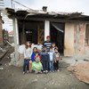 Una familia apátrida en Skopje, Macedonia. 