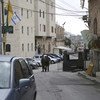 نقطة تفتيش للدخول إلى مدرسة قرطبة الأساسية المختلطة الواقعة داخل المنطقة الإسرائيلية المغلقة في مدينة الخليل 