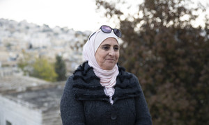 نورا نصار مديرة مدرسة قرطبة في المنطقة الإسرائيلية المغلقة في مدينة الخليل بالضفة الغربية.