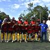 O time de Angola durante a semfinal da Copa do Mundo dos Refugiados de 2018