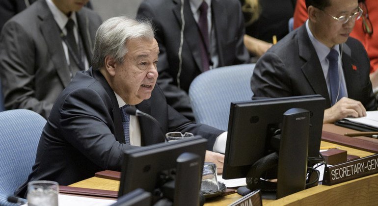 El Secretario General, António Guterres, habla ante el Consejo de Seguridad en un debate sobre multilateralismo y el papel de Naciones Unidas