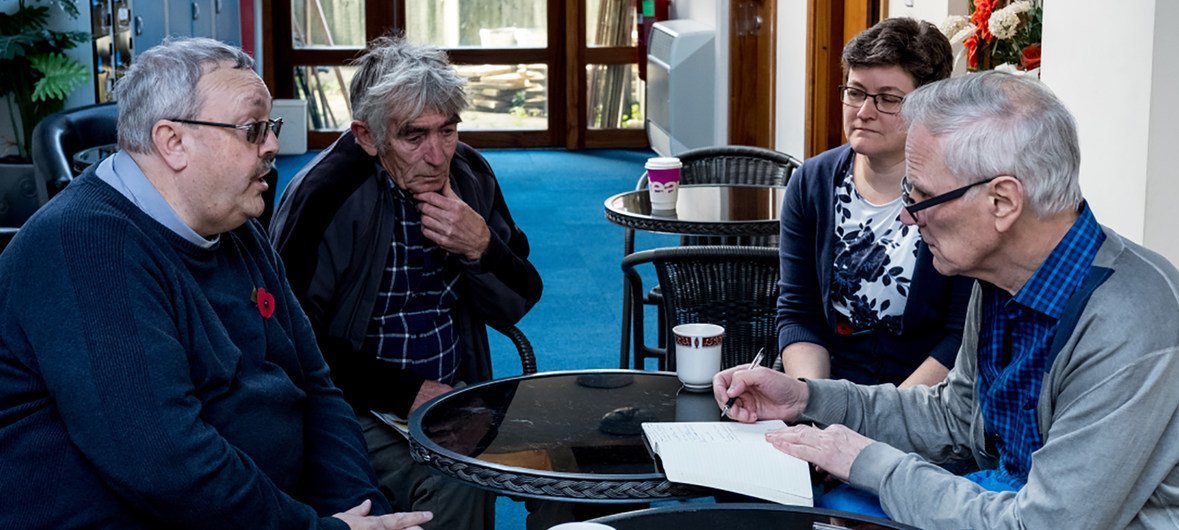 Philip Alston, UN Special Rapporteur for Extreme Poverty and Human Rights meets with a pastor in Clacton, UK (2018).