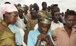 Genocide survivors at the Mwurire Genocide Site, in Rwanda. (1998)