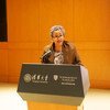 联合国常务副秘书长阿米娜·穆罕默德在中国北京清华大学就气候变化问题发表演讲。( 2018年11月21日)