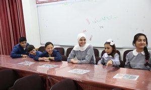 UNRWA students from Ar Rimal and A-Zeitoun schools, during an interview with UN News in Gaza.