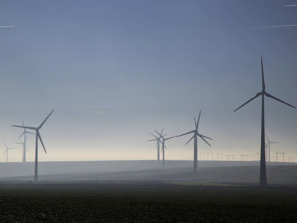 En Roumanie, des éoliennes produisent de l'énergie durable.